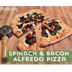 spinach and bacon alfredo pizza