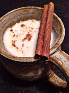 spiced apple cider with whipped cream
