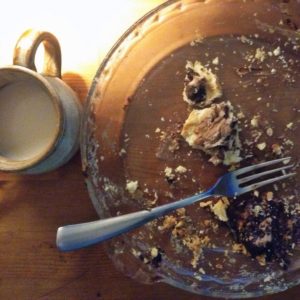 remnants of an afternoon snack of pie