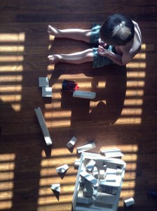 playing in the sunshine with legos