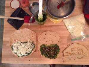 Chicken and Mushroom Pesto Quesadilla