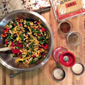 Black Bean and Spinach Egg Rolls