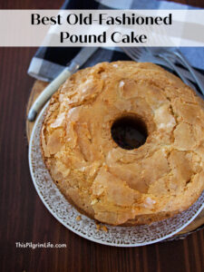 The best old-fashioned pound cake with a perfect, crumbly topping and sweet, tender crumb! 