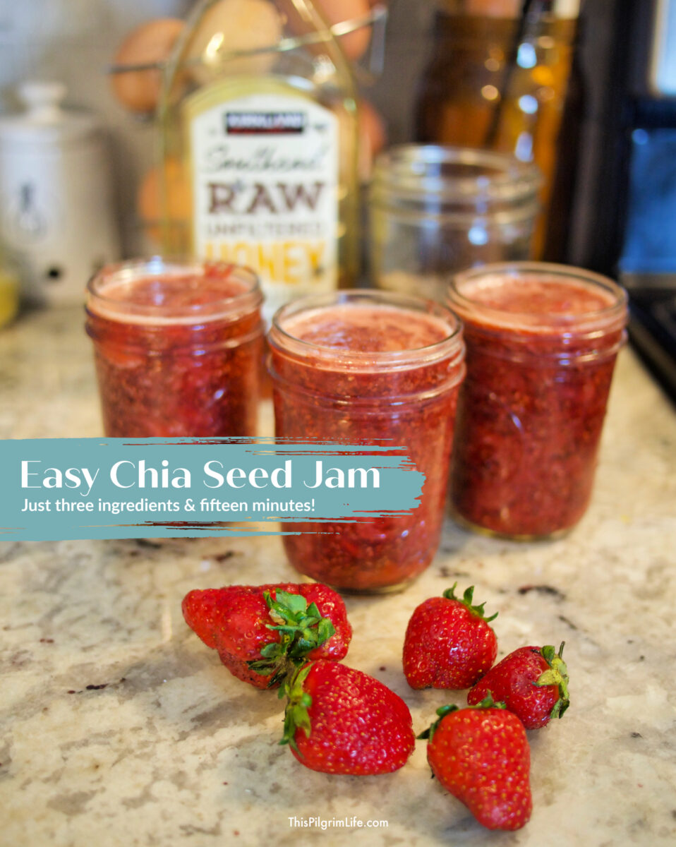 Chia seed jam is so quick and easy to make, is super healthy, and so tasty too!  Only three ingredients and fifteen minutes!