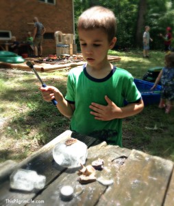 An outdoor dinosaur party to celebrate my five-year-old's birthday.