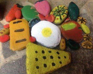 Play food for our new outdoor mud kitchen.