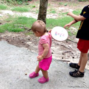 This is one our favorite games to play as a family-- it's free, outdoors, and something we can do all together (even the toddler!).