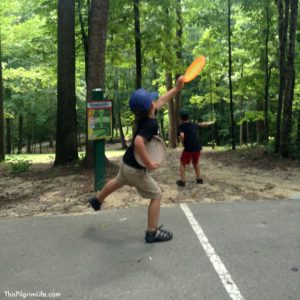 This is one our favorite games to play as a family-- it's free, outdoors, and something we can do all together (even the toddler!).
