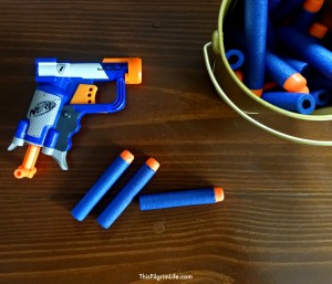 Make a simple hanging nerf target with just a few inexpensive materials-- no sewing required!