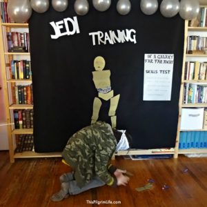 This weekend we celebrated my son's fourth birthday with a Star Wars Jedi Training party. He and several of his friends practiced their light saber skills, droid building skills, and more during the simple birthday party.