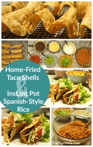 Frying taco shells at home is easy and home-fried taco shells are so good, you'll never go back to taco shells out of a box! Making a batch of Spanish-style rice to go with your tacos is simple and delicious too! 