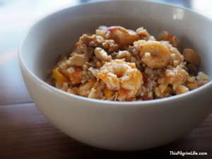 Spicy jambalaya with shrimp and sausage is so easy to make in an Instant Pot!