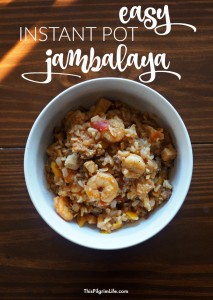 Spicy jambalaya with shrimp and sausage is so easy to make in an Instant Pot!