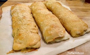 Fold up some Italian meat and cheese in a simple pizza dough and you have an amazing meal of homemade stromboli! Just don't forget the marinara sauce for dipping!