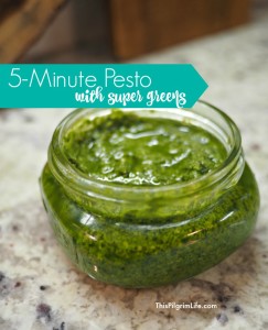 You can make a delicious and nutritious pesto sauce with kitchen staples in just 5 minutes! Use it on bread, pizza, pasta, and more!