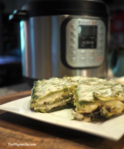 Layers of savory pesto sauce, chicken and mushrooms, creamy cheese, and potatoes... all cooked quickly and conveniently in your Instant Pot! This Instant Pot strata is one you'll come back to again and again!