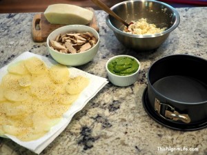 Layers of savory pesto sauce, chicken and mushrooms, creamy cheese, and potatoes... all cooked quickly and conveniently in your Instant Pot! This Instant Pot strata is one you'll come back to again and again!