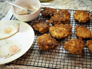 Delicious homemade apple fritters, slightly healthified, and ready in thirty minutes!
