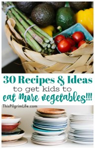 Everyone knows that we should all be eating more vegetables everyday, but sometimes that is easier said than done! Use these 30 recipes and ideas to get even picky kids to eat more vegetables in their daily diet!