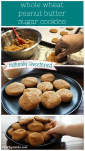 Bake a batch of naturally sweetened whole wheat peanut butter sugar cookies for a great sweet treat or snack you can feel good about!