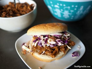 This Instant Pot barbecue chicken is SO EASY and SO TASTY! It's finished in 30 minutes and made with all whole ingredients.