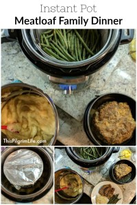 Our family loves this meal, and I love how easy it is to make all together in the Instant Pot! Instant Pot meatloaf, whipped potatoes, and dilly green beans make such a quick and easy family meal!