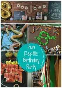 Reptile fans will love this fun reptile birthday party! A cool DIY snake cake, a reptile obstacle course that led to a den of (stuffed snakes), and a hands-on snake and lizard experience were a few of the highlights from the party.