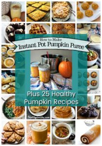 Making pumpkin puree in your Instant Pot is SO easy! There's no prep required, and peeling the cooked pumpkin is a breeze. See the whole process and get 25 healthy recipes to use your pumpkin puree below.