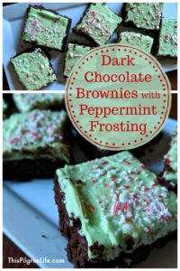 Homemade (from scratch) dark chocolate brownies with a sweet peppermint icing. Making brownies from scratch is so easy, you'll never need to go back to the boxed mixes! 