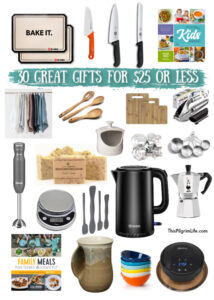 30 kitchen gift ideas for everyone on your list-- the bakers, the home chefs, the kid cooks, and even those who just like their kitchen to look nice without worrying too much about function-- all for $25 or less!
