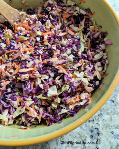Coleslaw is a summer staple at cookouts and potlucks. This rainbow coleslaw is a fresh take on a common recipe-- the perfect combination of tangy, crisp and sweet! 