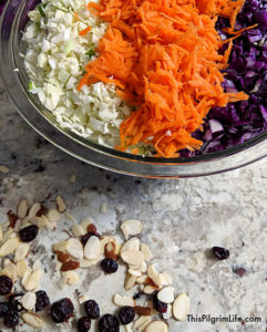 Coleslaw is a summer staple at cookouts and potlucks. This rainbow coleslaw is a fresh take on a common recipe-- the perfect combination of tangy, crisp and sweet! 