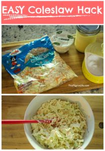 Using a container of yogurt which already has lime juice and sweetener means making a batch of coleslaw just got even easier. This easy coleslaw hack is great for any time you are in a hurry or need a really quick side to share a picnic or potluck! 