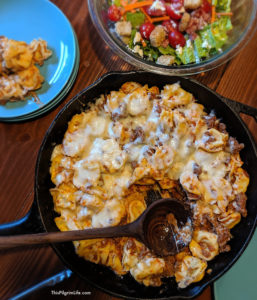 This skillet tortellini bake is a super cheesy, super easy dinner idea that will satisfy the whole family! 