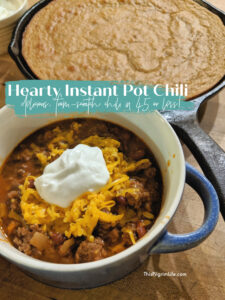 Make a delicious, hearty pot of chili in 45 minutes or less! This Instant Pot chili is perfect for chilly fall and winter days, and thanks to the Instant Pot, it's easy enough for weeknights too. Just don't forget the cornbread!