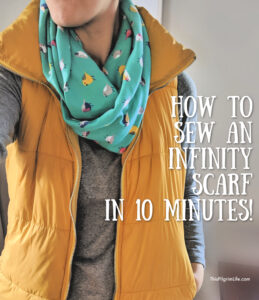 Sewing infinity scarves is so easy! This infinity scarf tutorial will show you how to sew scarves in ten minutes or less-- you'll be filling your closet with infinity scarves in no time! 
