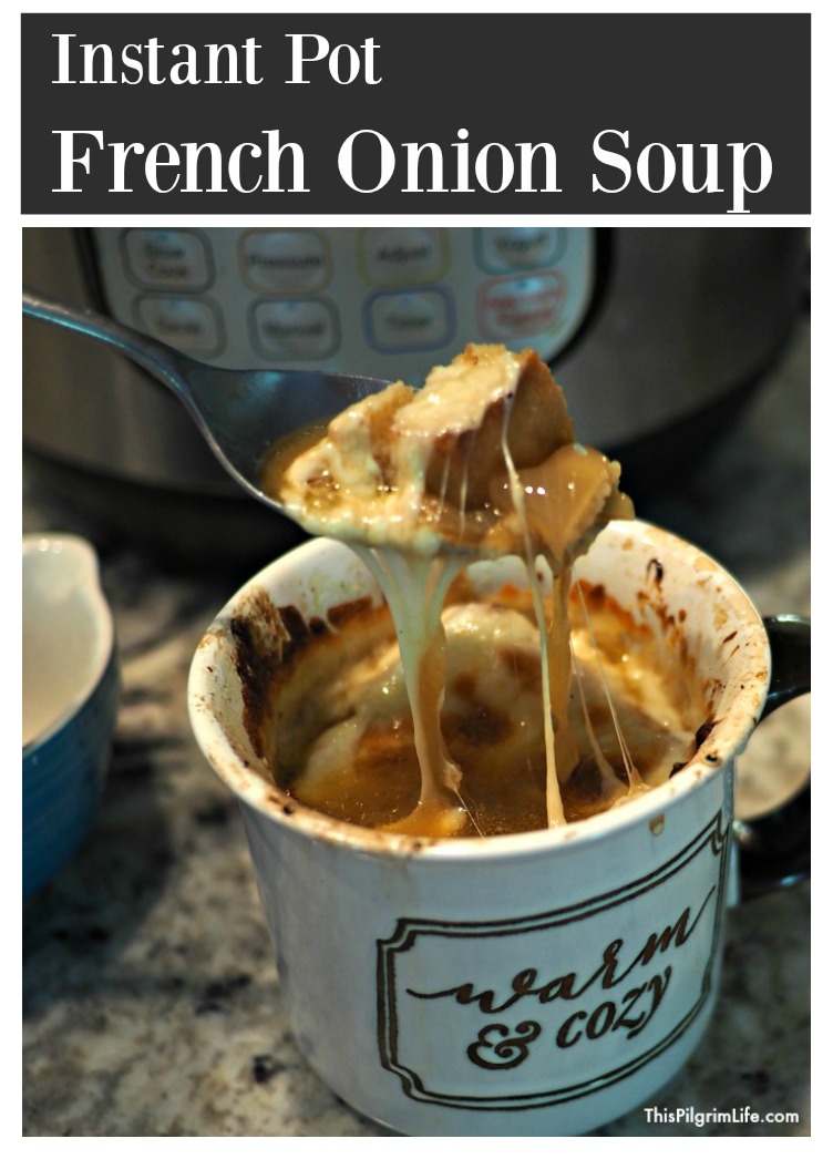 French Onion soup is so satisfying with its savory broth, crusty bread, and gooey cheese. This Instant Pot French Onion soup takes the delicious soup we know and love and takes all the time and fuss out of it! It's so quick and easy you'll be making it any time a craving hits. 