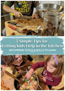 Little kids want to help with cooking and big kids need to learn the skills, but it can be challenging if you're not set up for success! Here are five simple, doable tips for letting your kids help in the kitchen without going crazy, and ideas for skills they can be learning.