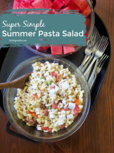 This chill summer pasta salad is perfectly refreshing on a hot day and a tasty way to enjoy fresh summer tomatoes! It's easy to whip up for a quick lunch, a simple addition to a cookout, or great to prep ahead at the beginning of the week and enjoy all week long. 