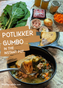 This potlikker gumbo is a savory soup with such a rich flavor thanks to the collards and three types of pork! It's also full of nutrition thanks (again) to the collards and chicken stock. So perfect topped with tender cornbread! 
