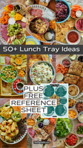 This method of serving lunch is a favorite for quick and easy lunches with endless variations! Here are more than 50 of our regular additions to lunch trays, along with a printable reference sheet to help you with ideas when you're putting together your trays.