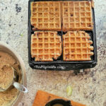 I love the taste of these chocolate chip zucchini waffles! Made with sourdough discard, shredded zucchini, and bits of chocolate, they're such a fun and tasty breakfast! 