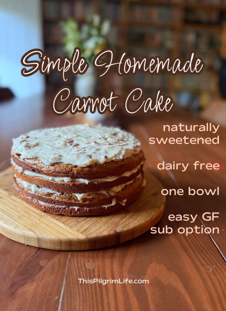 Homemade carrot cake is our family's favorite and this recipe is so simple to make in just one bowl with healthy ingredients, making it easily naturally sweetened, dairy-free, and/or gluten-free!